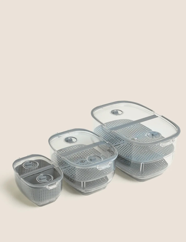  M&s Set Of 3 Nesting Fridge Storage Containers Multi 