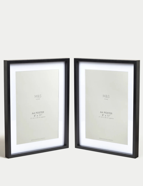  M&s Set Of 2 Photo Frames A4 Black 