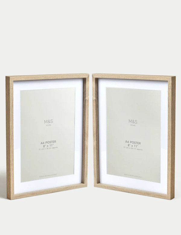 M&s Set Of 2 Photo Frames A4 Natural Mix 