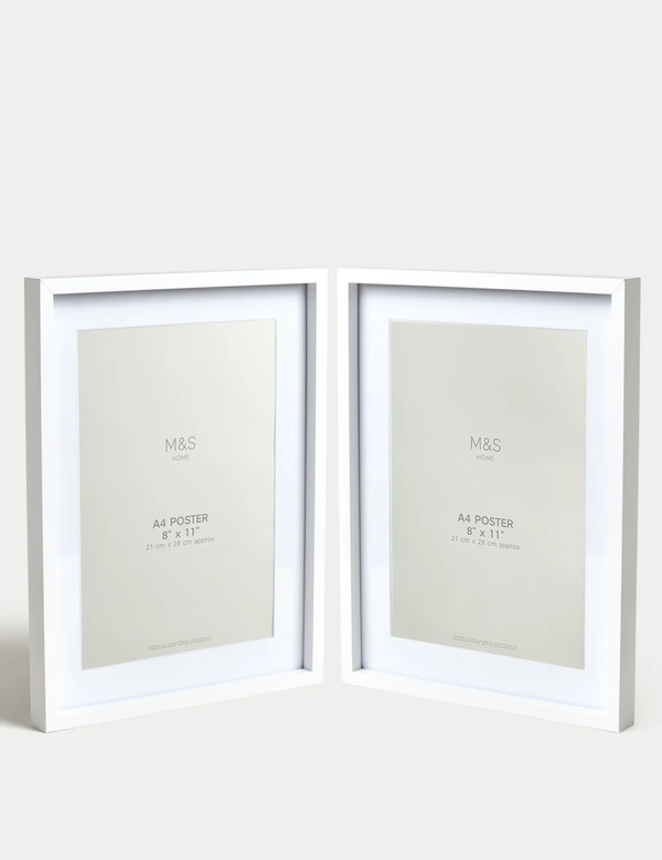  M&s Set Of 2 Photo Frames A4 White 