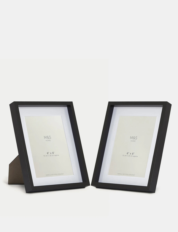  M&s Set Of 2 Photo Frames 6x8 Inch Black 