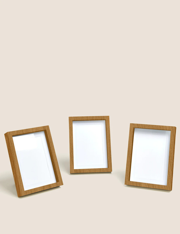  M&s Set Of 3 Photo Frames 4x6 Inch Natural Mix 