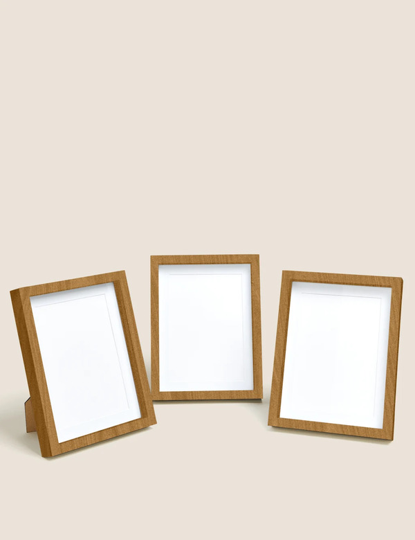  M&s Set Of 3 Photo Frames 5x7 Inch Natural Mix 