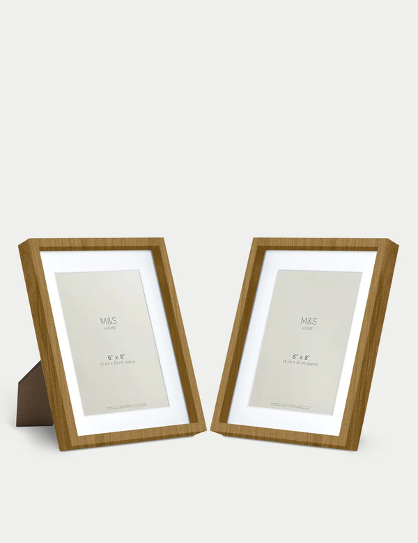  M&s Set Of 2 Photo Frames 6x8 Inch Natural Mix 