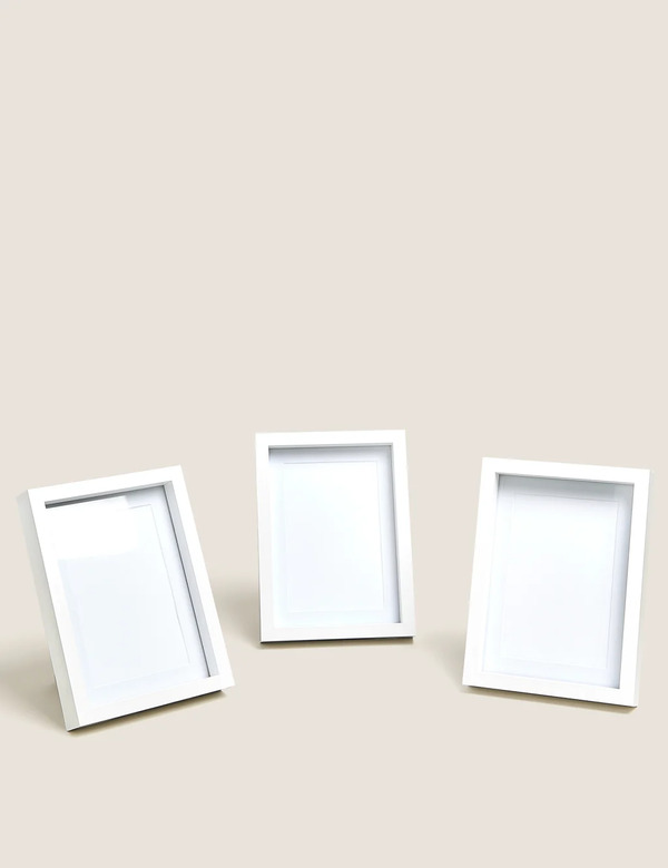  M&s Set Of 3 Photo Frames 4x6 Inch White 