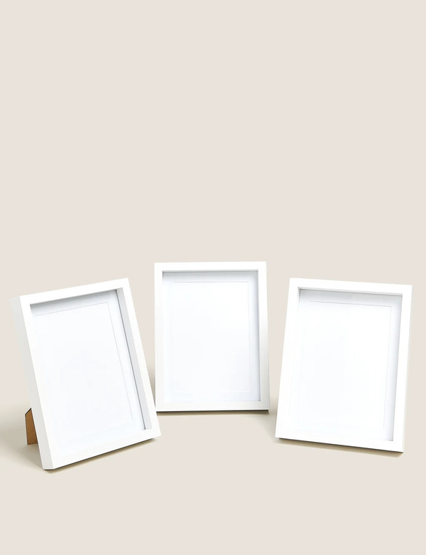  M&s Set Of 3 Photo Frames 5x7 Inch White 