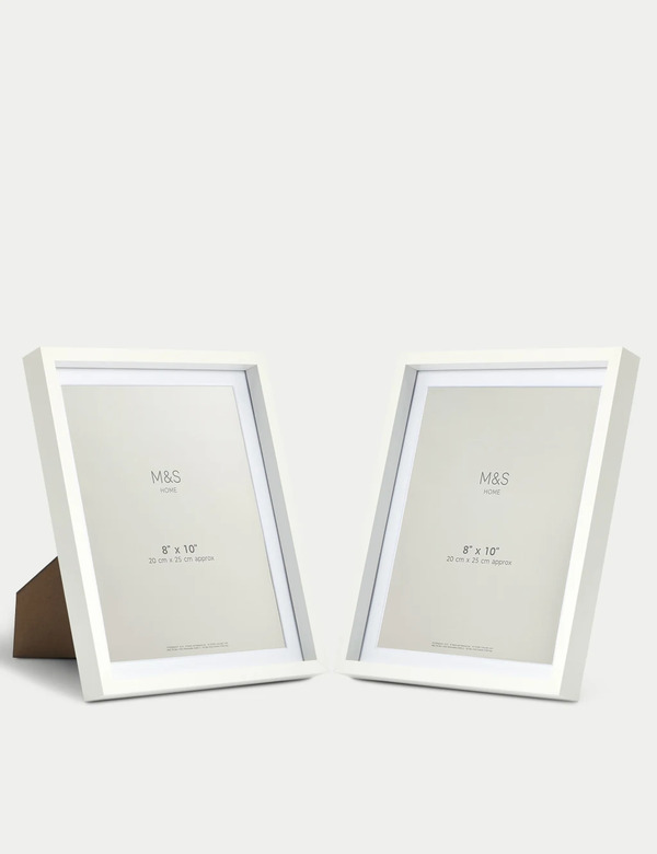  M&s Set Of 2 Photo Frames 8x10 Inch White 