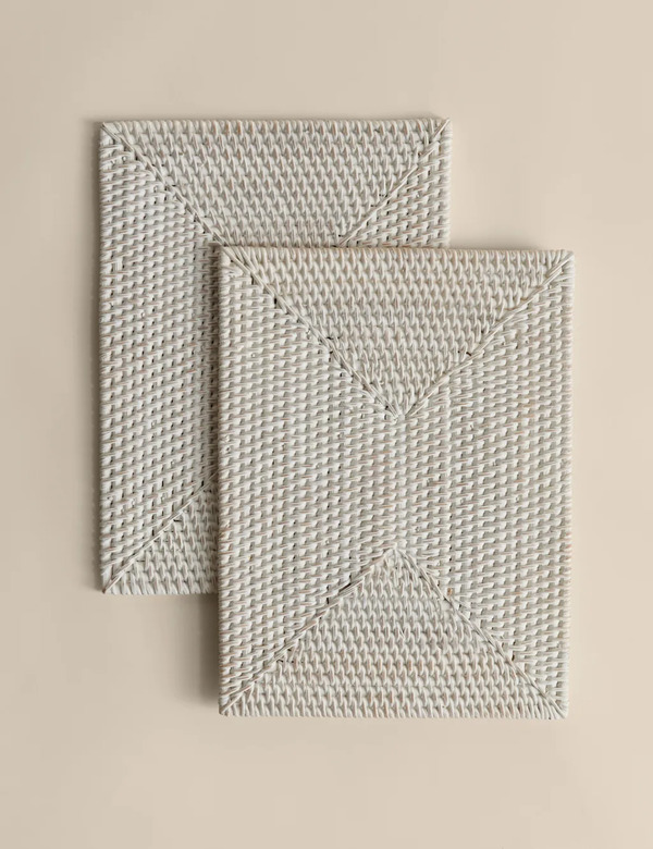  M&s Set Of 2 Rattan Washed Placemats White 