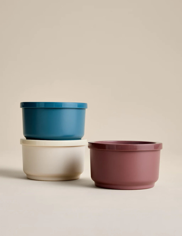  M&s Set Of 3 Round Plastic Sauce Pots Multi 