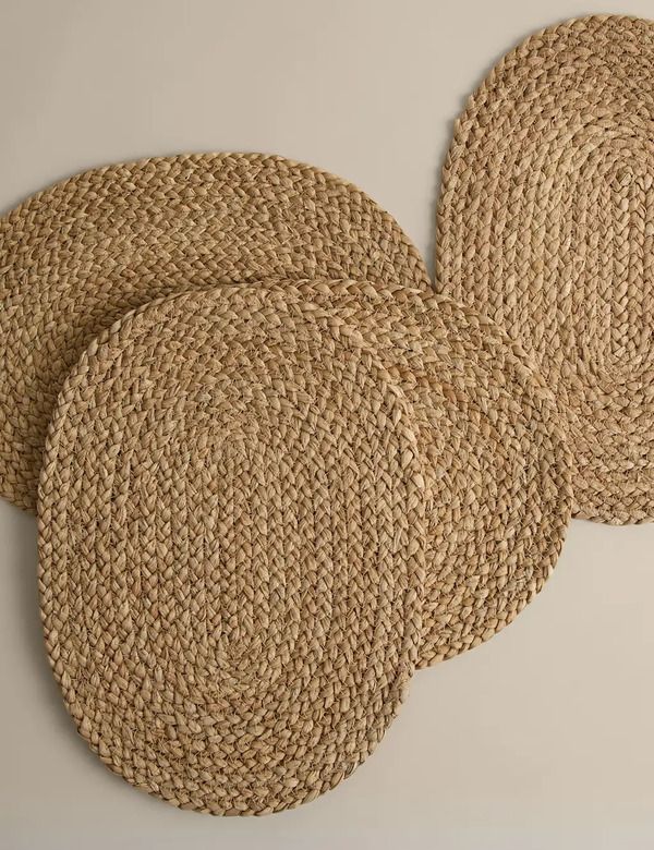  M&s Set Of 4 Seagrass Oval Placemats Natural 