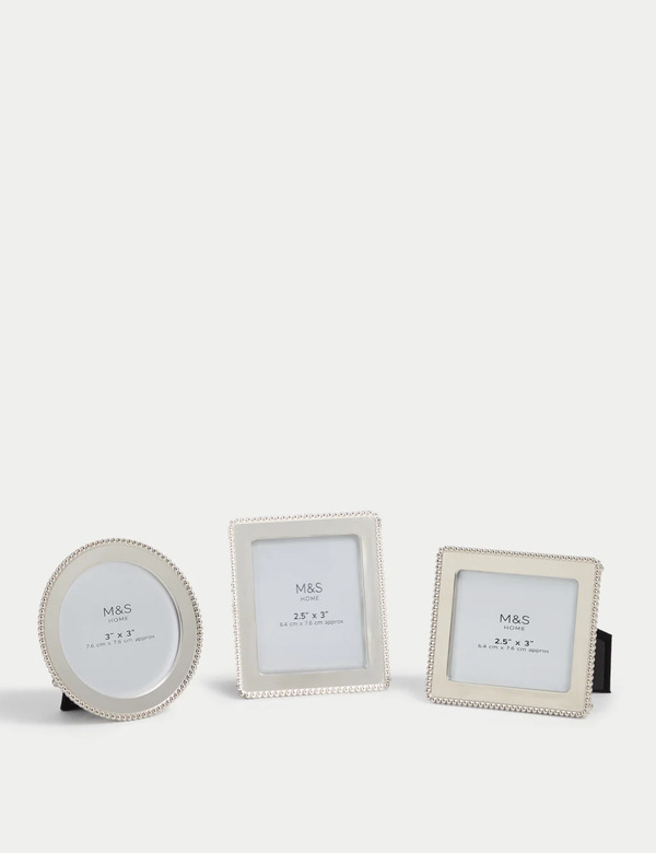  M&s Set Of 3 Silver Photo Frames Silver 