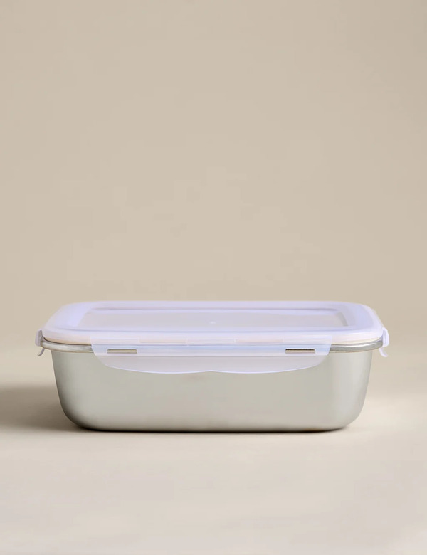  M&s Set Of 4 Stainless Steel Food Storage Containers Cream 