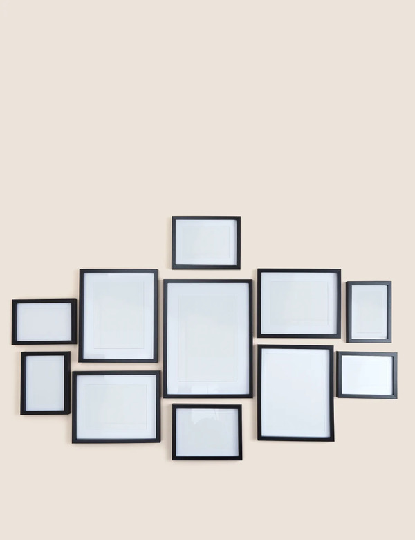  M&s Set Of 11 Wood Photo Frames Black 