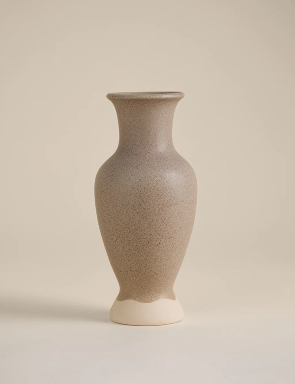  M&s Shaped Dipped Ceramic Vase Soft White 