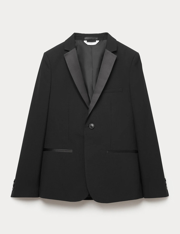  M&s Slim Fit Tuxedo Jacket (6-16 Yrs) Black 