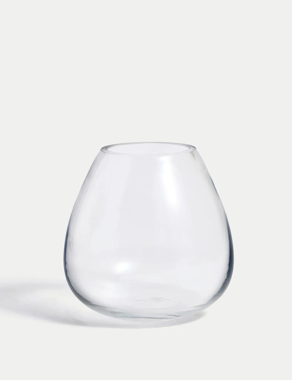  M&s Small Glass Teardrop Vase Clear 