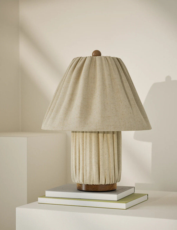  M&s Soft Pleated Fabric Table Lamp Neutral 