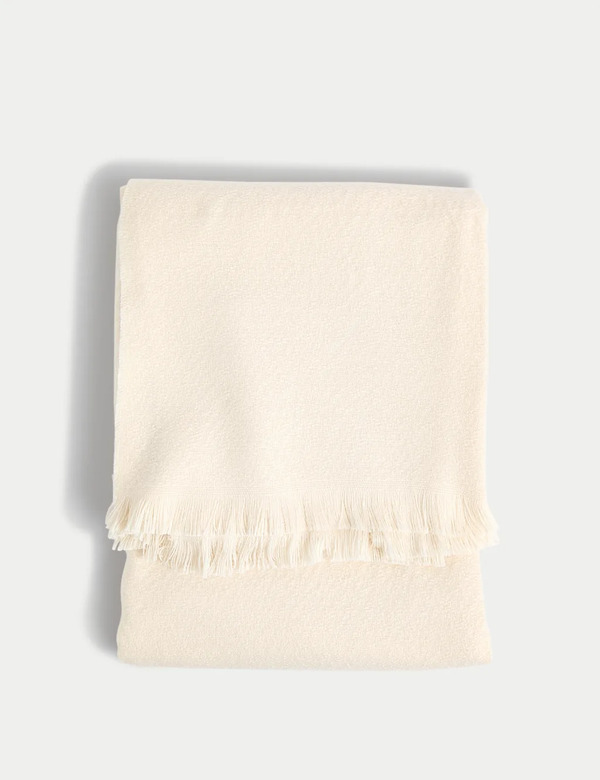  M&s Soft Textured Throw Ecru 
