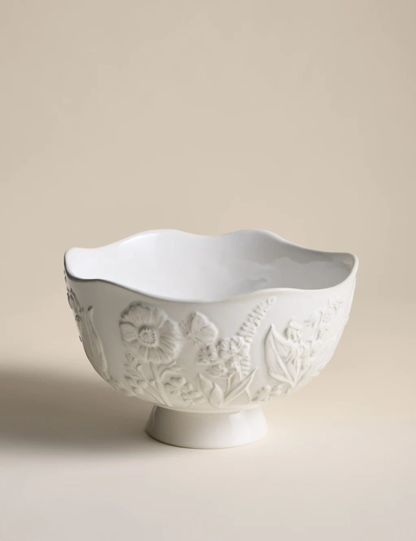  M&s Spring Meadow Footed Serving Bowl Cream 