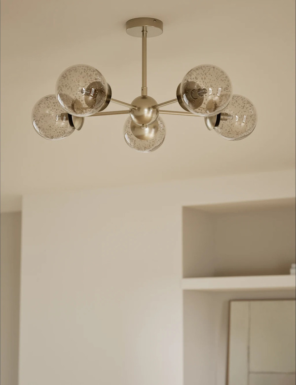  M&s Sputnik Bubble Glass 5 Arm Flush Ceiling Light Champagne 