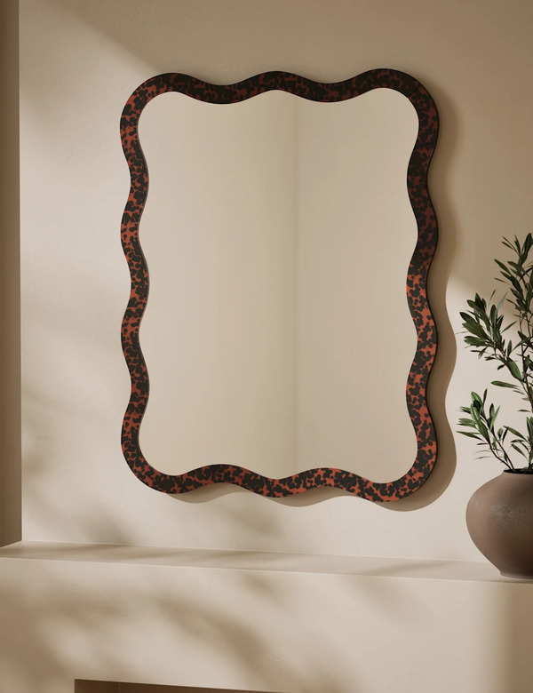  M&s Tortoiseshell Scallop Wall Mirror Brown 