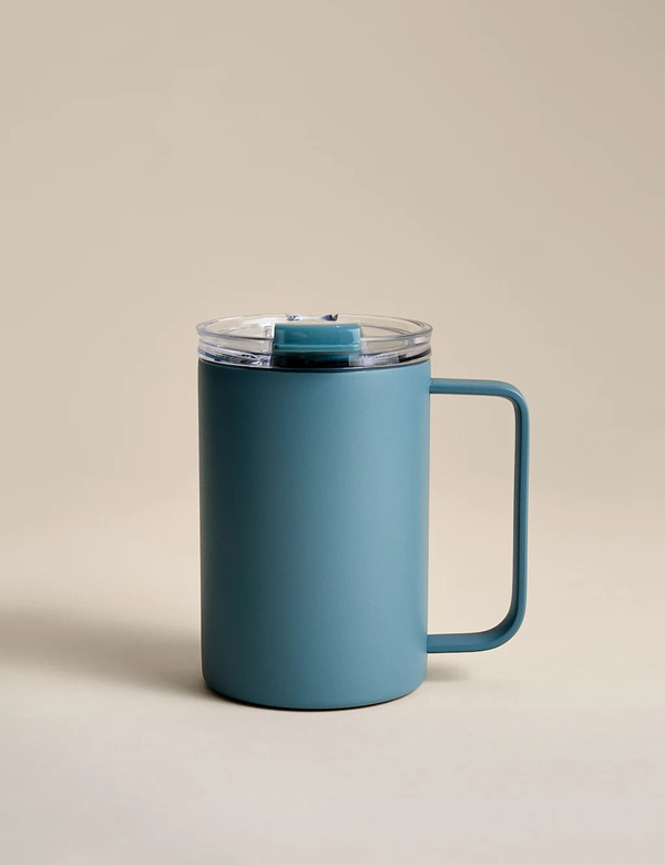  M&s Travel Mug With Handle 350ml Slate Blue 