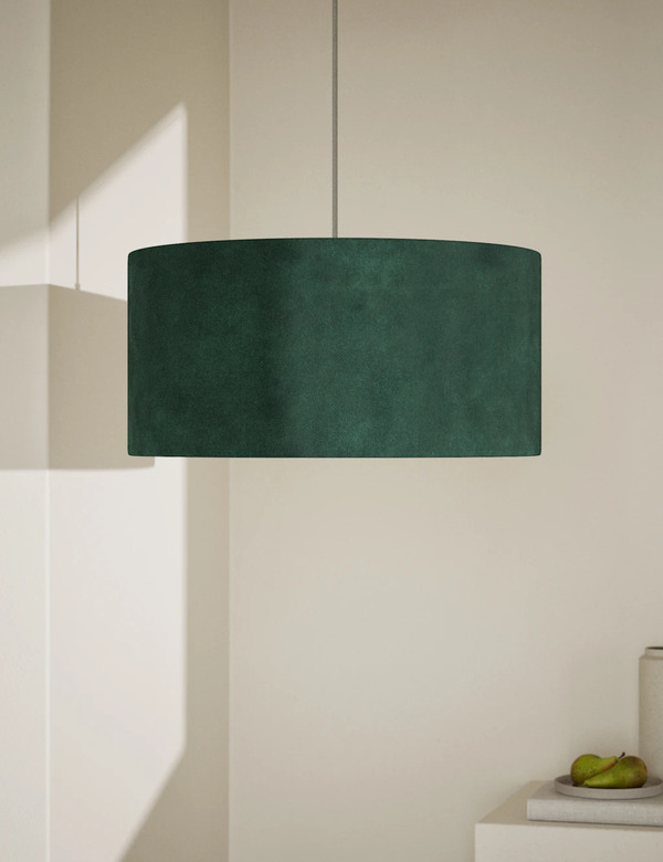  M&s Velvet Oversized Ceiling Lamp Shade Forest Green 