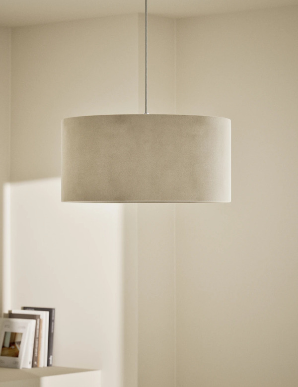  M&s Velvet Oversized Ceiling Lamp Shade Ivory 