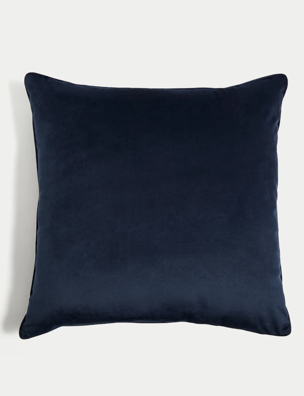  M&s Velvet Piped Large Cushion Navy 