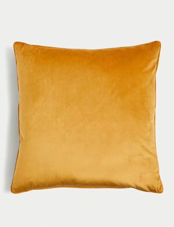  M&s Velvet Piped Large Cushion Ochre 