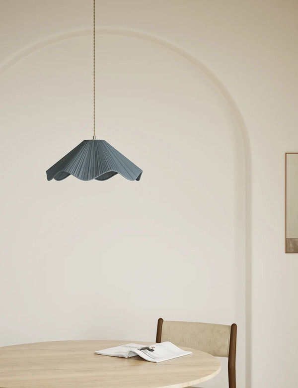  M&s Wave Pleated Easy Fit Ceiling Lamp Shade Blue 