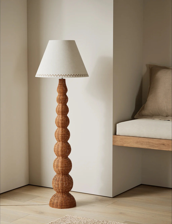  M&s Wicker Graduated Base Floor Lamp Brown 