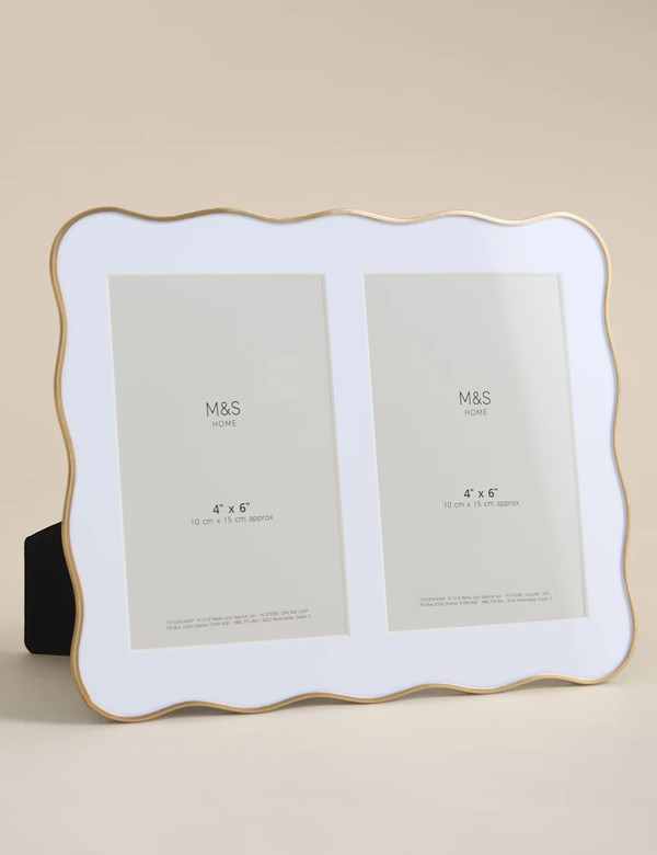  M&s Wiggle Double Photo Frame 4x6 Inch Gold 