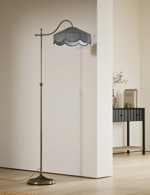  M&s Winnie Pleated Floor Lamp Antique Brass 