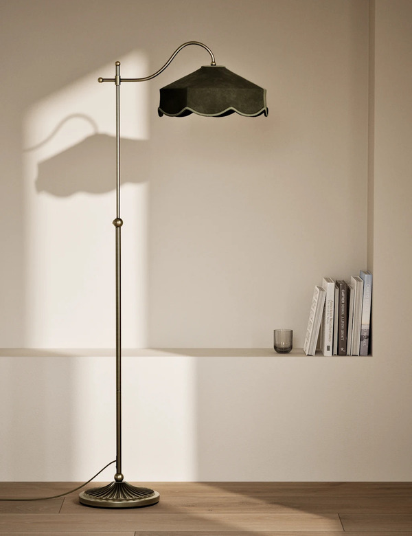  M&s Winnie Velvet Floor Lamp Green 