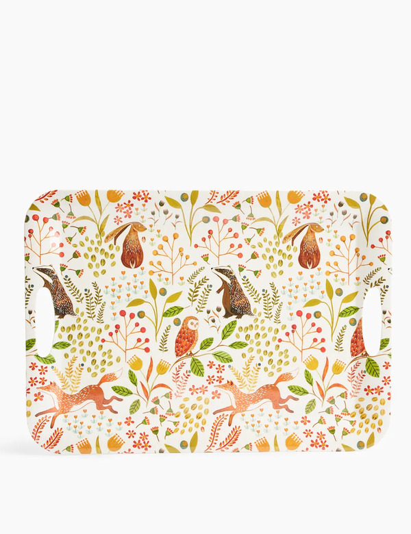  M&s Woodland Print Tray Multi 