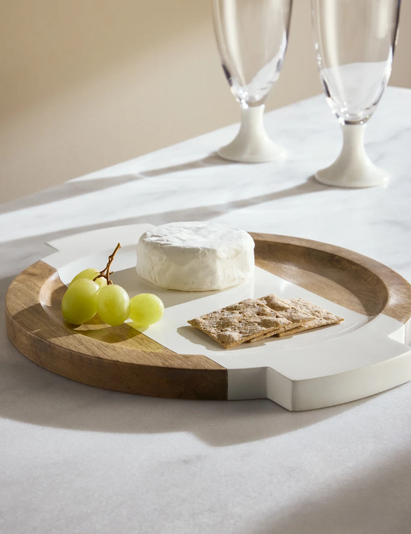  M&s X Kelly Hoppen Wooden Circular Serving Board White 