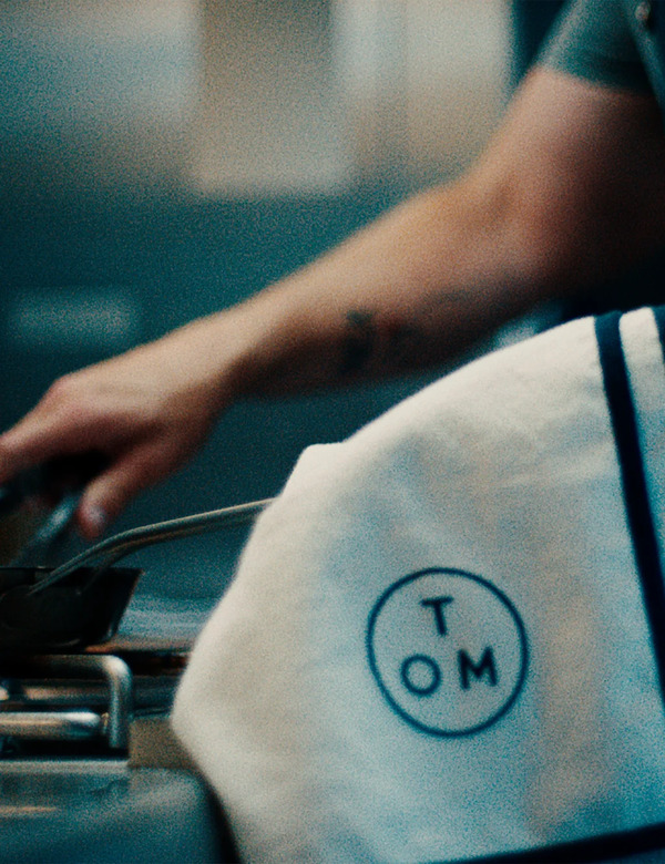  M&s X Tom Kerridge Pure Cotton Navy Trim Chef's Cloth White Mix 