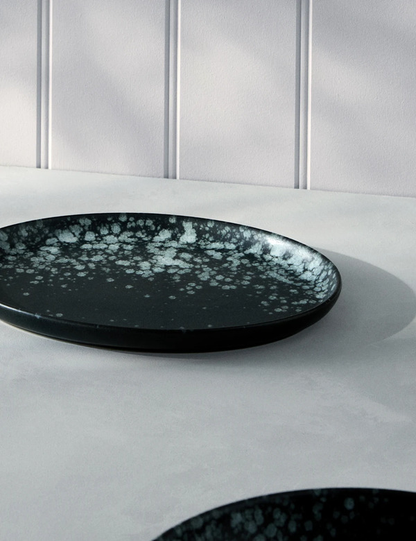  M&s X Tom Kerridge Reactive Glaze Medium Platter Black 