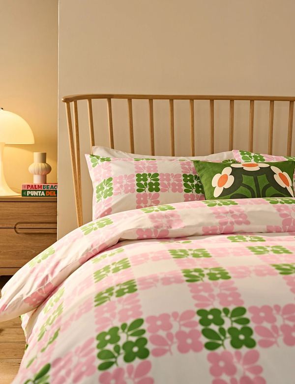  Orla Kiely Pure Cotton Geometric Bedding Set Pink Mix 