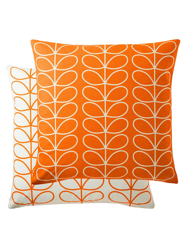  Orla Kiely Pure Cotton Small Linear Stem Cushion Orange Mix 