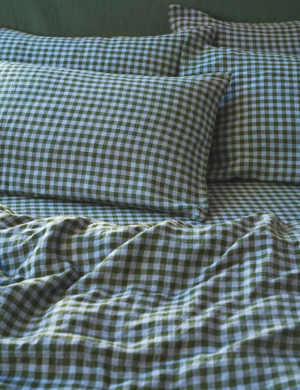 Piglet In Bed Linen Rich Gingham Pillowcase Set Blue Mix 