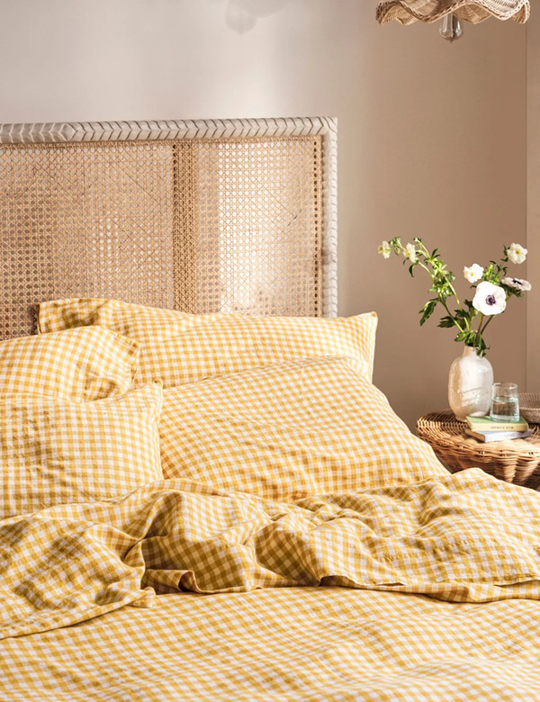  Piglet In Bed Linen Rich Gingham Pillowcase Set Yellow Mix 