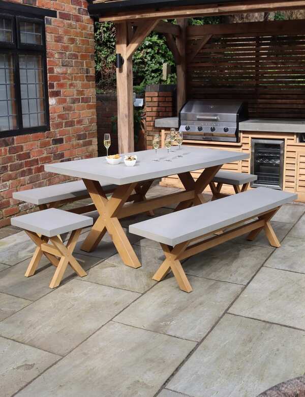  Royalcraft Luna Garden Dining Table & Bench Set Natural 