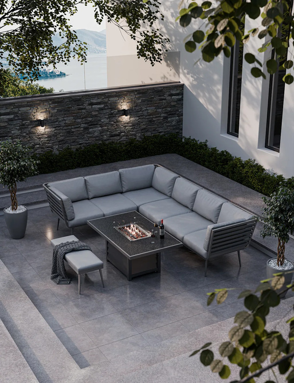  Royalcraft Mayfair Garden Firepit Lounge Set Grey 