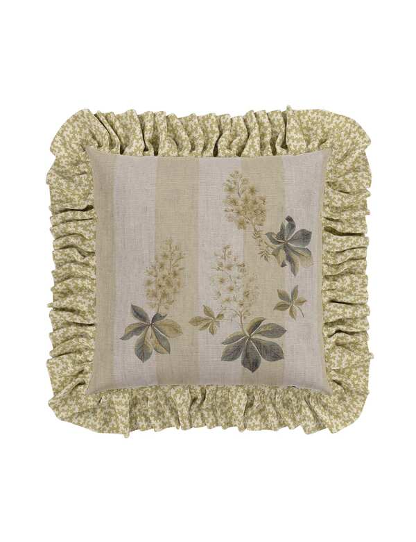  Sanderson Pure Cotton Chestnut Tree Print Cushion Light Green 