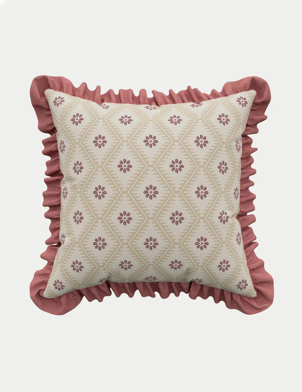 Sanderson Pure Cotton Poets Rose Embroidered Cushion Pink 
