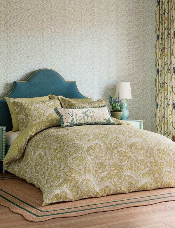 Sanderson Pure Cotton Tila Lime Bedding Set Gold 