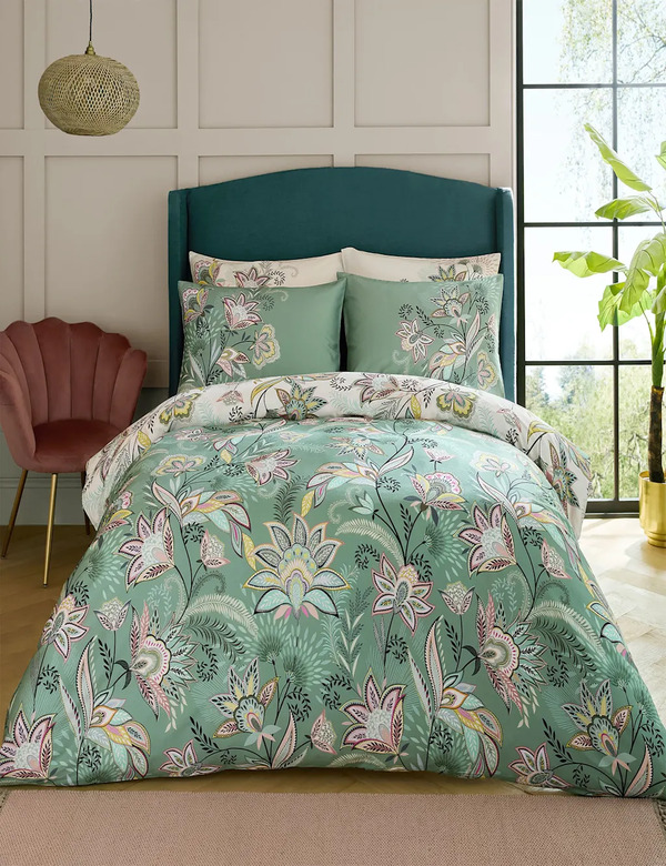  Sara Miller Passiflora Pure Cotton Sateen Bedding Set Green Mix 