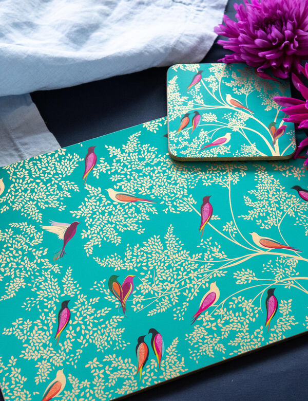  Sara Miller Set Of 4 Bird Placemats Green 